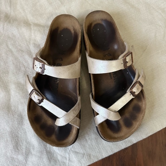 BIRKENSTOCK Mayari Birko-Flor Graceful Pearl White Sandals - Picture 5 of 9